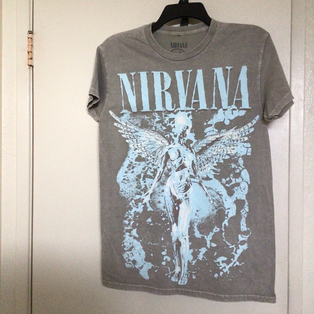Nirvana Gray and Blue Graphic T-Shirt